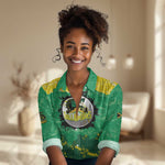 Custom Afro Jamaica Cricket Women Casual Shirt Go Champions Tallawahs Grunge Style