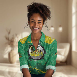 Custom Afro Jamaica Cricket Women Casual Shirt Go Champions Tallawahs Grunge Style