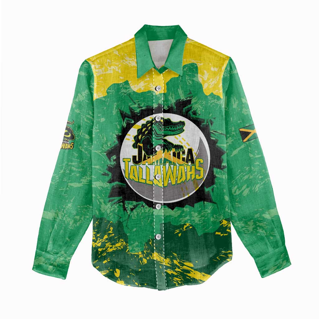 Custom Afro Jamaica Cricket Women Casual Shirt Go Champions Tallawahs Grunge Style