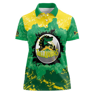 Custom Afro Jamaica Cricket Women Polo Shirt Go Champions Tallawahs Grunge Style
