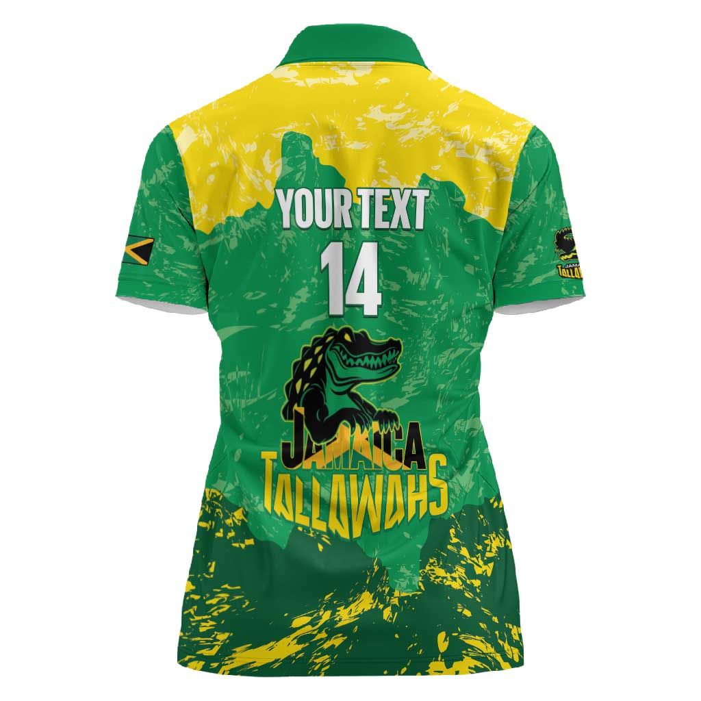 Custom Afro Jamaica Cricket Women Polo Shirt Go Champions Tallawahs Grunge Style