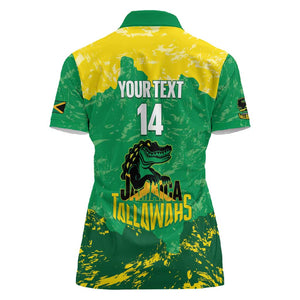 Custom Afro Jamaica Cricket Women Polo Shirt Go Champions Tallawahs Grunge Style