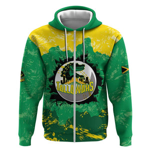 Custom Afro Jamaica Cricket Zip Hoodie Go Champions Tallawahs Grunge Style