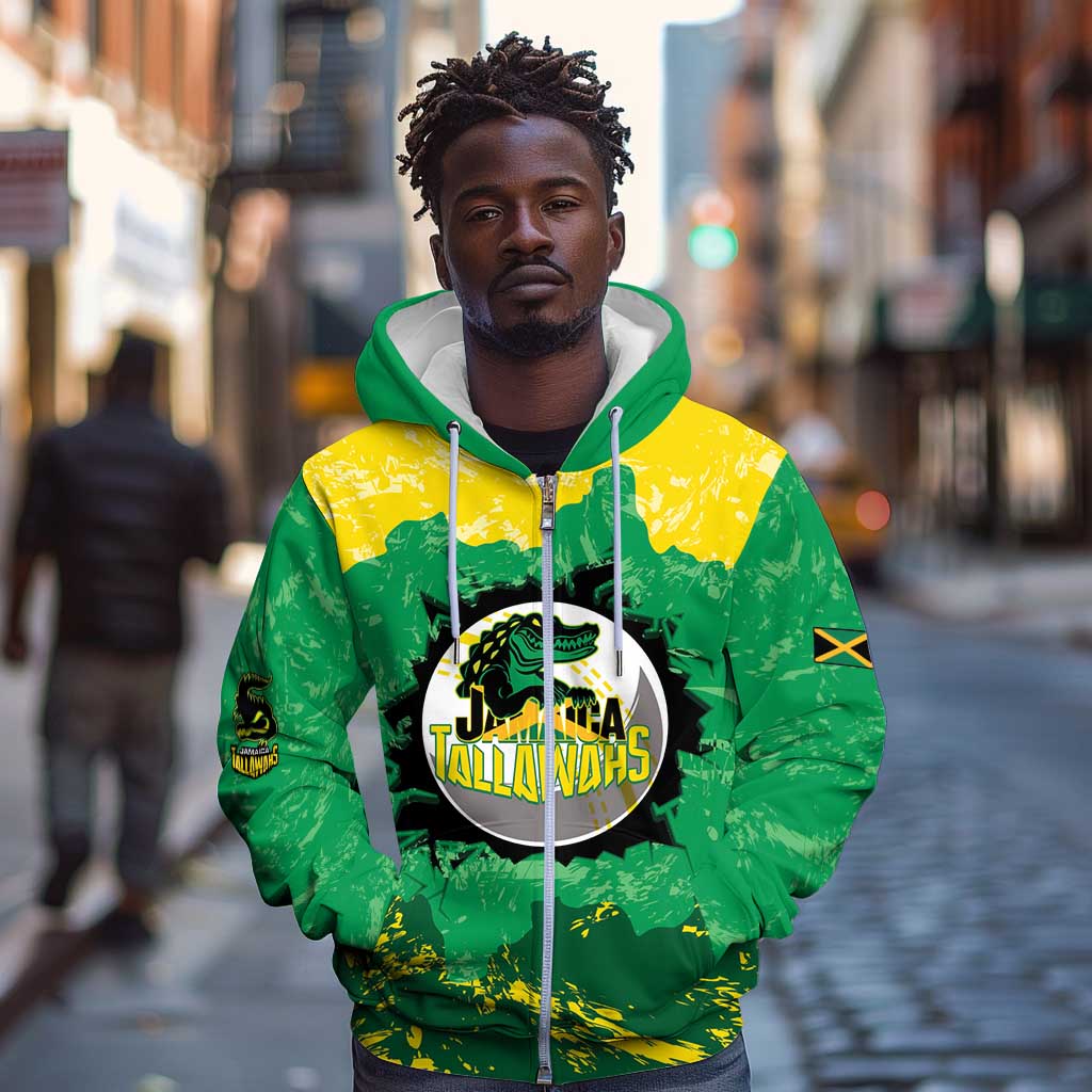 Custom Afro Jamaica Cricket Zip Hoodie Go Champions Tallawahs Grunge Style