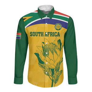 Custom South Africa Cricket Long Sleeve Button Shirt Go Champions World Cup Proteas