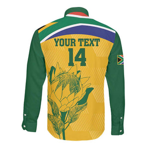 Custom South Africa Cricket Long Sleeve Button Shirt Go Champions World Cup Proteas