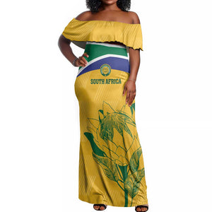 Custom South Africa Cricket Off Shoulder Maxi Dress Go Champions World Cup Proteas