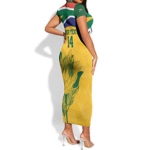 Custom South Africa Cricket Short Sleeve Bodycon Dress Go Champions World Cup Proteas LT14