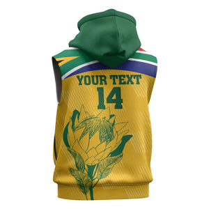 Custom South Africa Cricket Sleeveless Hoodie Go Champions World Cup Proteas - African Pride