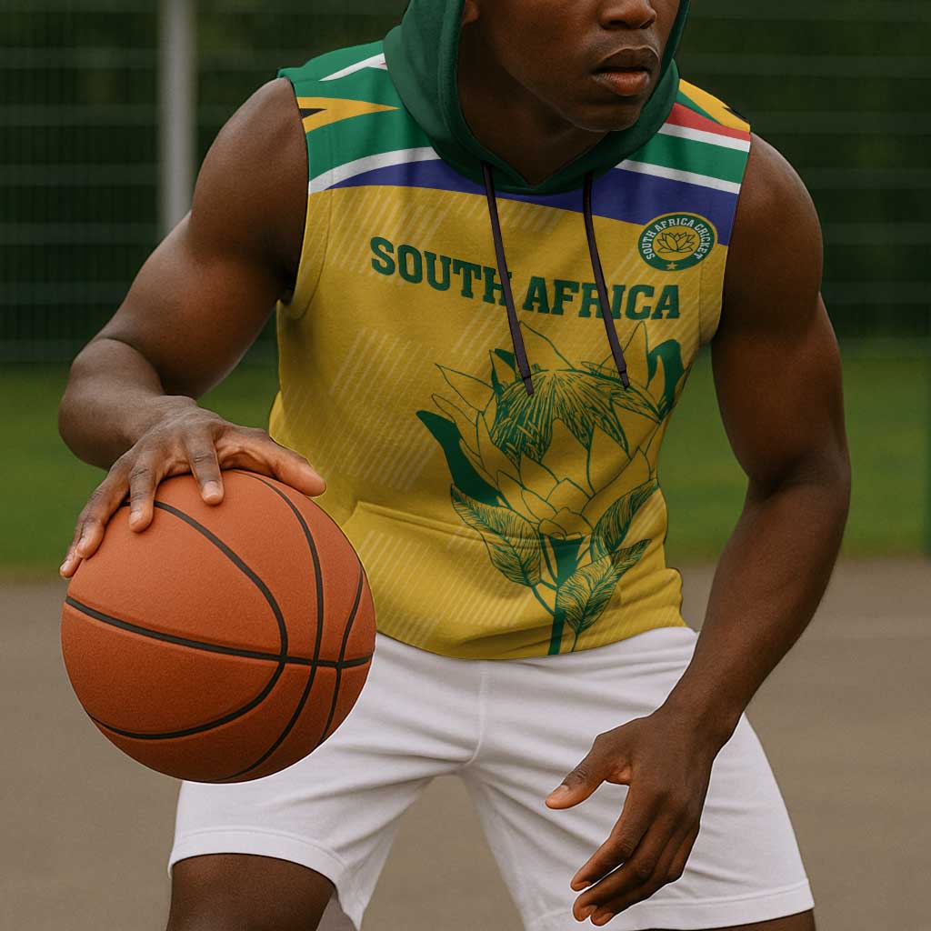 Custom South Africa Cricket Sleeveless Hoodie Go Champions World Cup Proteas - African Pride