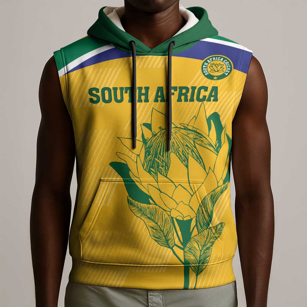 Custom South Africa Cricket Sleeveless Hoodie Go Champions World Cup Proteas - African Pride