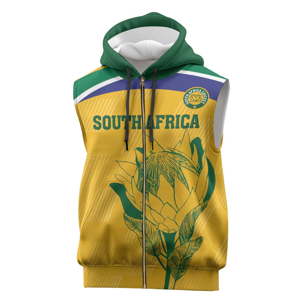 Custom South Africa Cricket Sleeveless Zip Hoodie Go Champions World Cup Proteas - African Pride