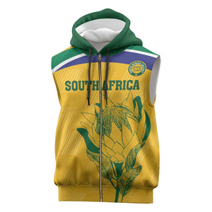 Custom South Africa Cricket Sleeveless Zip Hoodie Go Champions World Cup Proteas - African Pride