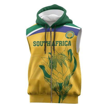Custom South Africa Cricket Sleeveless Zip Hoodie Go Champions World Cup Proteas - African Pride