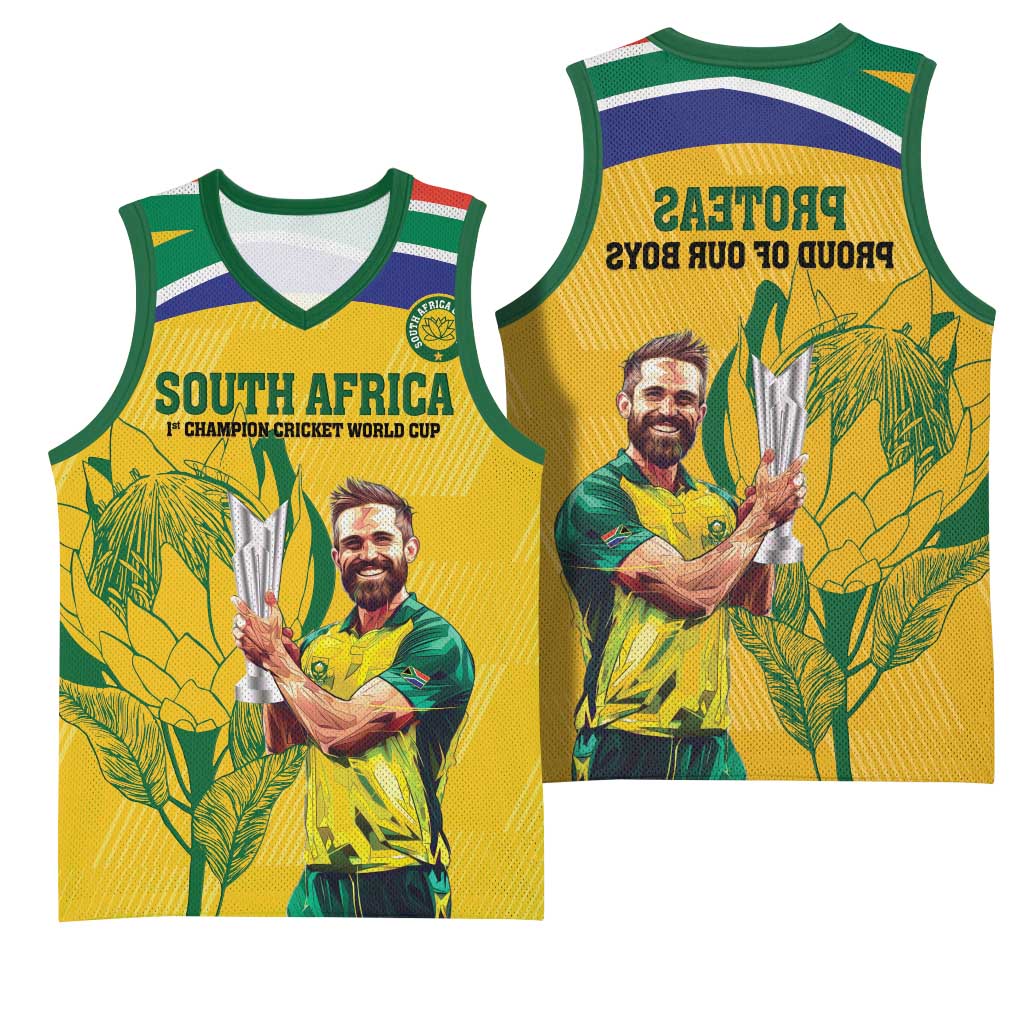 South Africa Cricket Basketball Jersey 1st Champions World Cup Proud Of Our Boys - African Pride