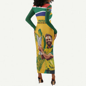 South Africa Cricket Long Sleeve Bodycon Dress 1st Champions World Cup Proud Of Our Boys LT14