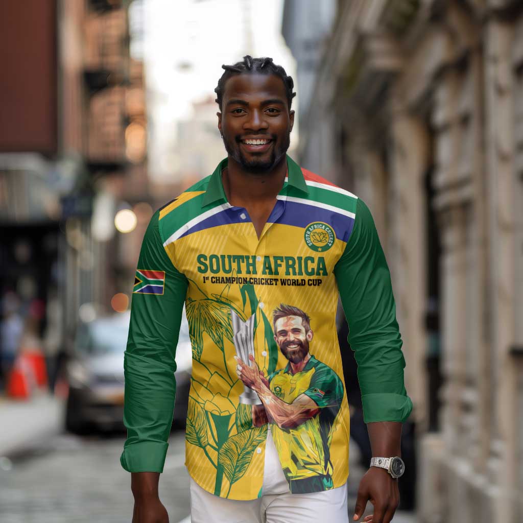 South Africa Cricket Long Sleeve Button Shirt 1st Champions World Cup Proud Of Our Boys
