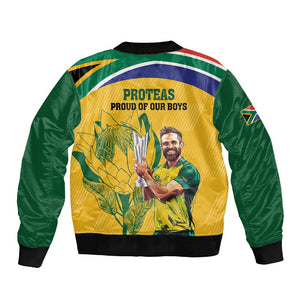 South Africa Cricket Sleeve Zip Bomber Jacket 1st Champions World Cup Proud Of Our Boys