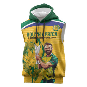 South Africa Cricket Sleeveless Hoodie 1st Champions World Cup Proud Of Our Boys - African Pride