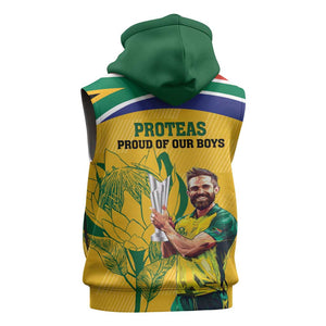 South Africa Cricket Sleeveless Hoodie 1st Champions World Cup Proud Of Our Boys - African Pride