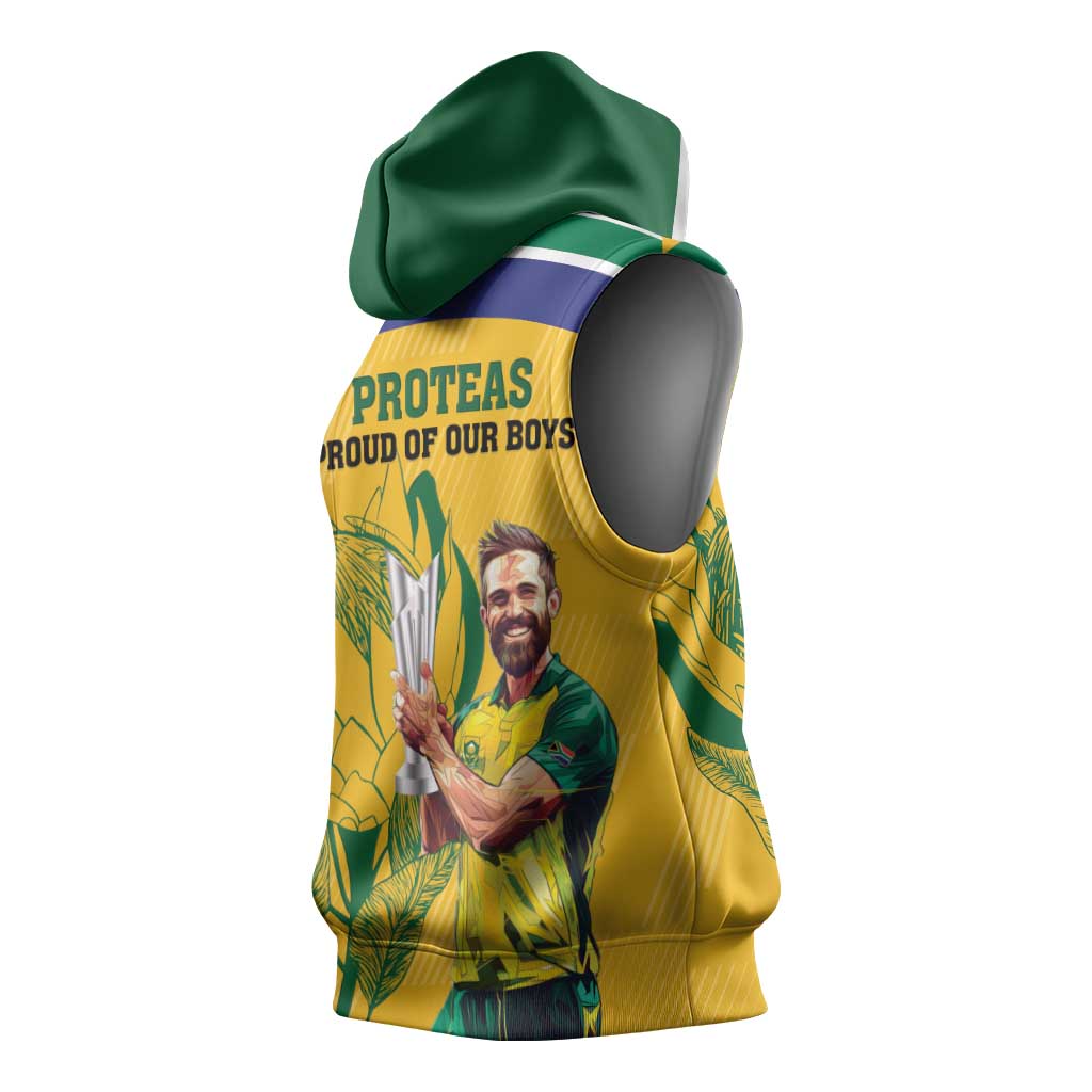 South Africa Cricket Sleeveless Hoodie 1st Champions World Cup Proud Of Our Boys - African Pride