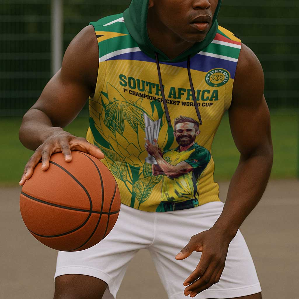 South Africa Cricket Sleeveless Hoodie 1st Champions World Cup Proud Of Our Boys - African Pride