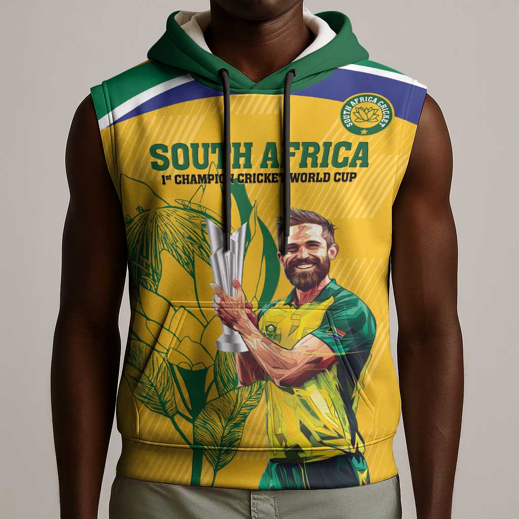 South Africa Cricket Sleeveless Hoodie 1st Champions World Cup Proud Of Our Boys - African Pride