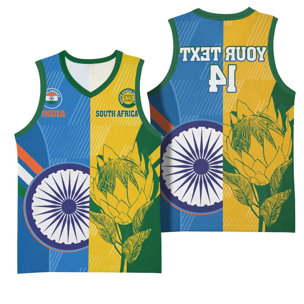 Custom India And South Africa Cricket Basketball Jersey 2024 Together Dynamic Version - African Pride