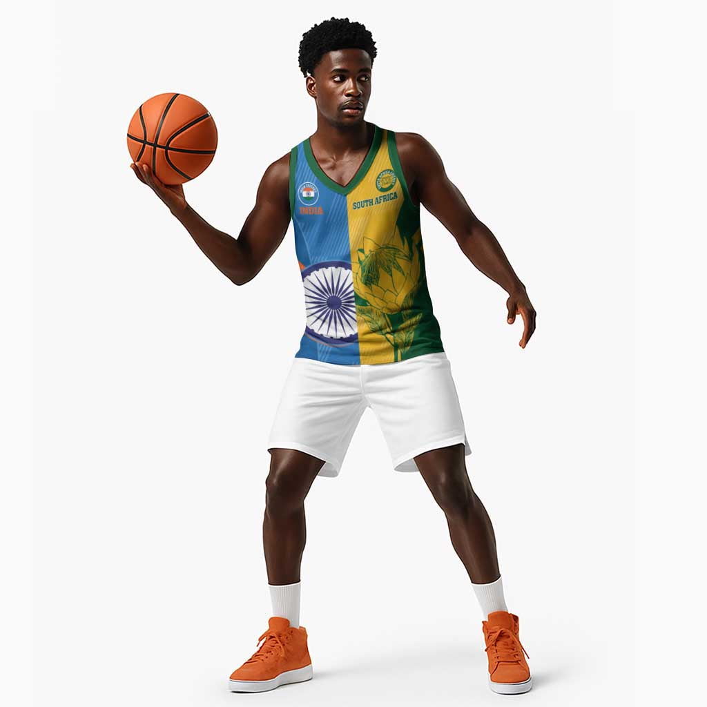 Custom India And South Africa Cricket Basketball Jersey 2024 Together Dynamic Version - African Pride