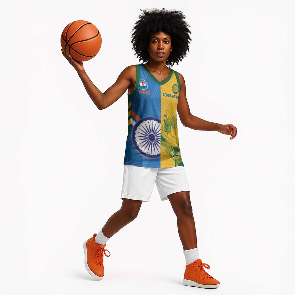 Custom India And South Africa Cricket Basketball Jersey 2024 Together Dynamic Version - African Pride