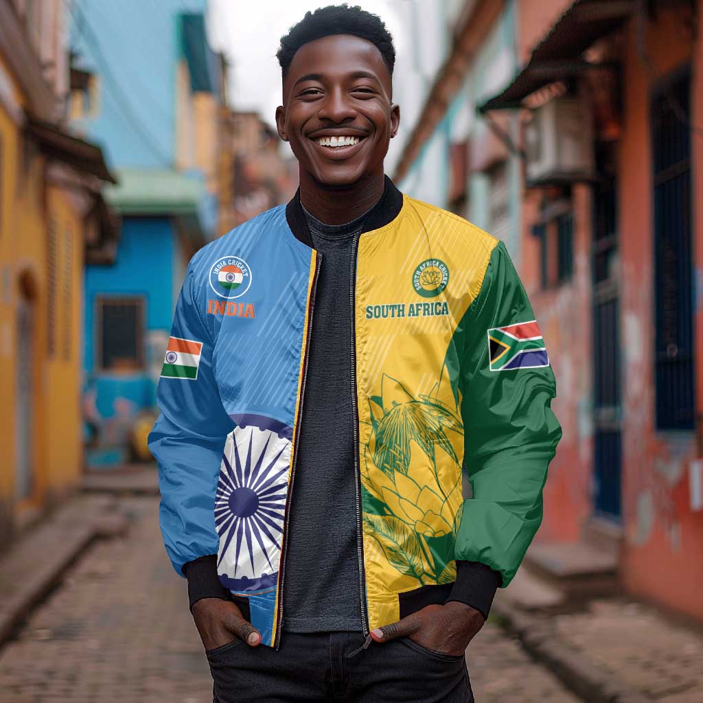 Custom India And South Africa Cricket Bomber Jacket 2024 Together Dynamic Version