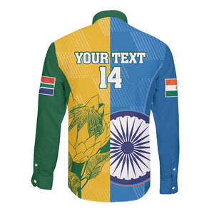 Custom India And South Africa Cricket Long Sleeve Button Shirt 2024 Together Dynamic Version