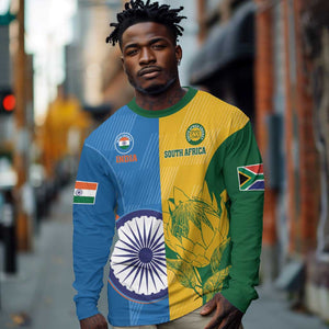 Custom India And South Africa Cricket Long Sleeve Shirt 2024 Together Dynamic Version LT14