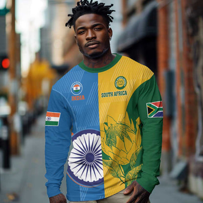 Custom India And South Africa Cricket Long Sleeve Shirt 2024 Together Dynamic Version LT14