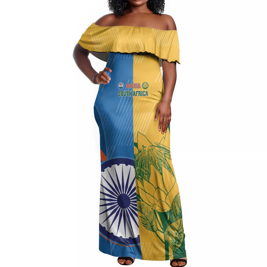 Custom India And South Africa Cricket Off Shoulder Maxi Dress 2024 Together Dynamic Version