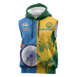 Custom India And South Africa Cricket Sleeveless Hoodie 2024 Together Dynamic Version - African Pride