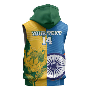 Custom India And South Africa Cricket Sleeveless Hoodie 2024 Together Dynamic Version - African Pride
