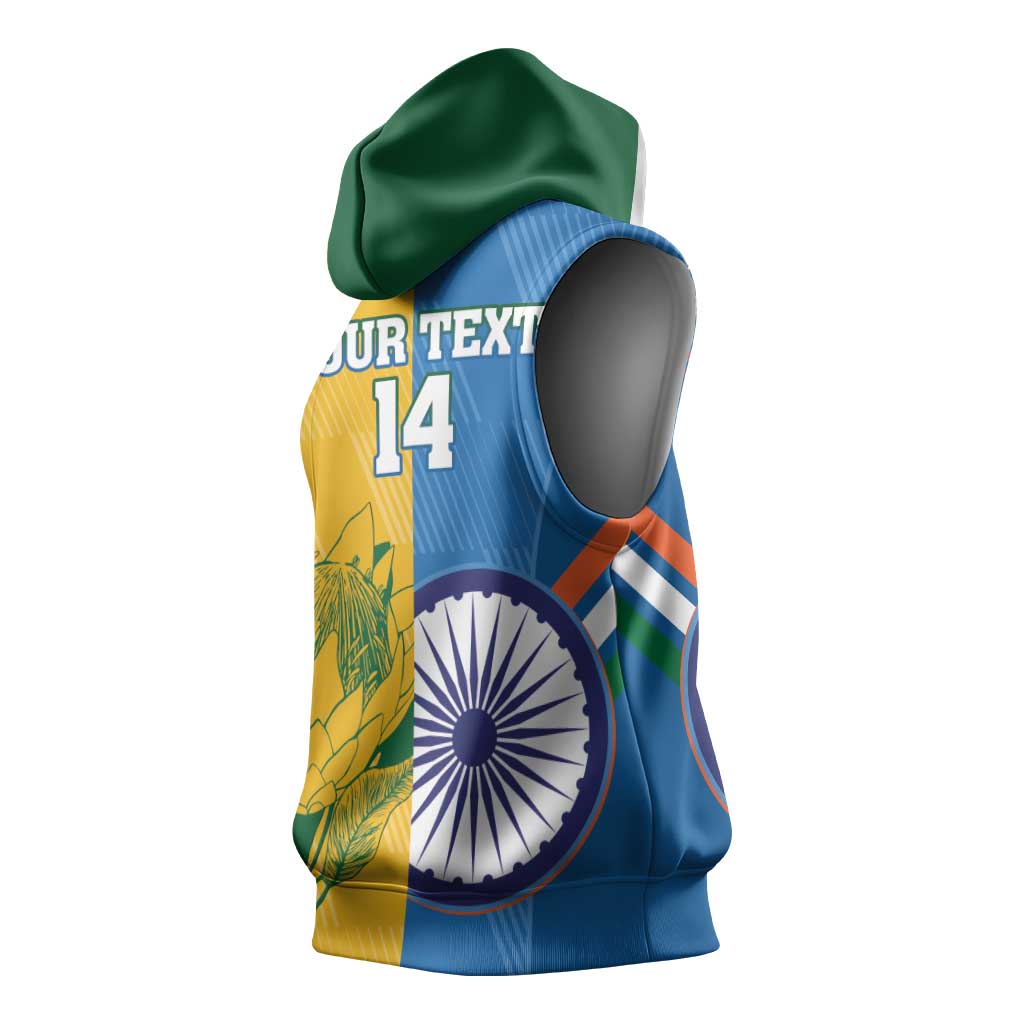 Custom India And South Africa Cricket Sleeveless Hoodie 2024 Together Dynamic Version - African Pride