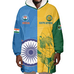 Custom India And South Africa Cricket Wearable Blanket Hoodie 2024 Together Dynamic Version
