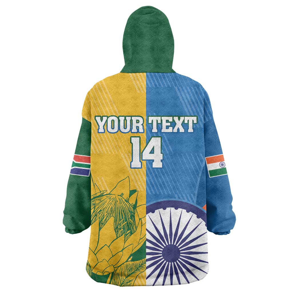 Custom India And South Africa Cricket Wearable Blanket Hoodie 2024 Together Dynamic Version