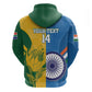 Custom India And South Africa Cricket Zip Hoodie 2024 Together Dynamic Version