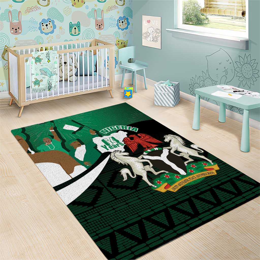 Nigeria Independence Day Area Rug Happy 64 Years Of Anniversary African Pattern