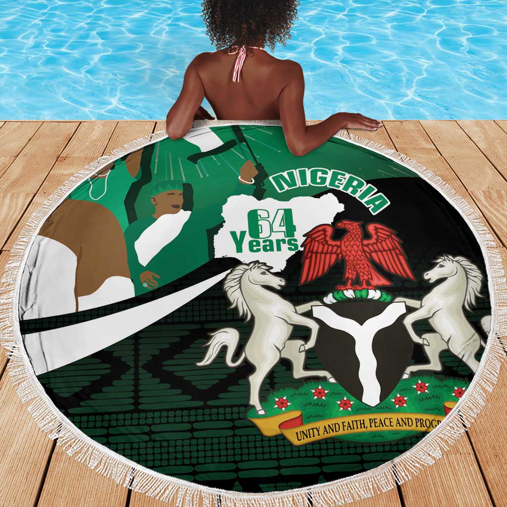 Nigeria Independence Day Beach Blanket Happy 64 Years Of Anniversary African Pattern