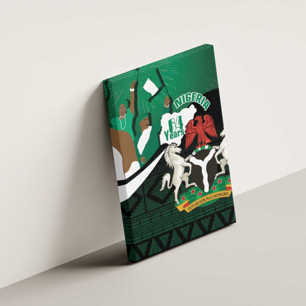 Nigeria Independence Day Canvas Wall Art Happy 64 Years Of Anniversary African Pattern