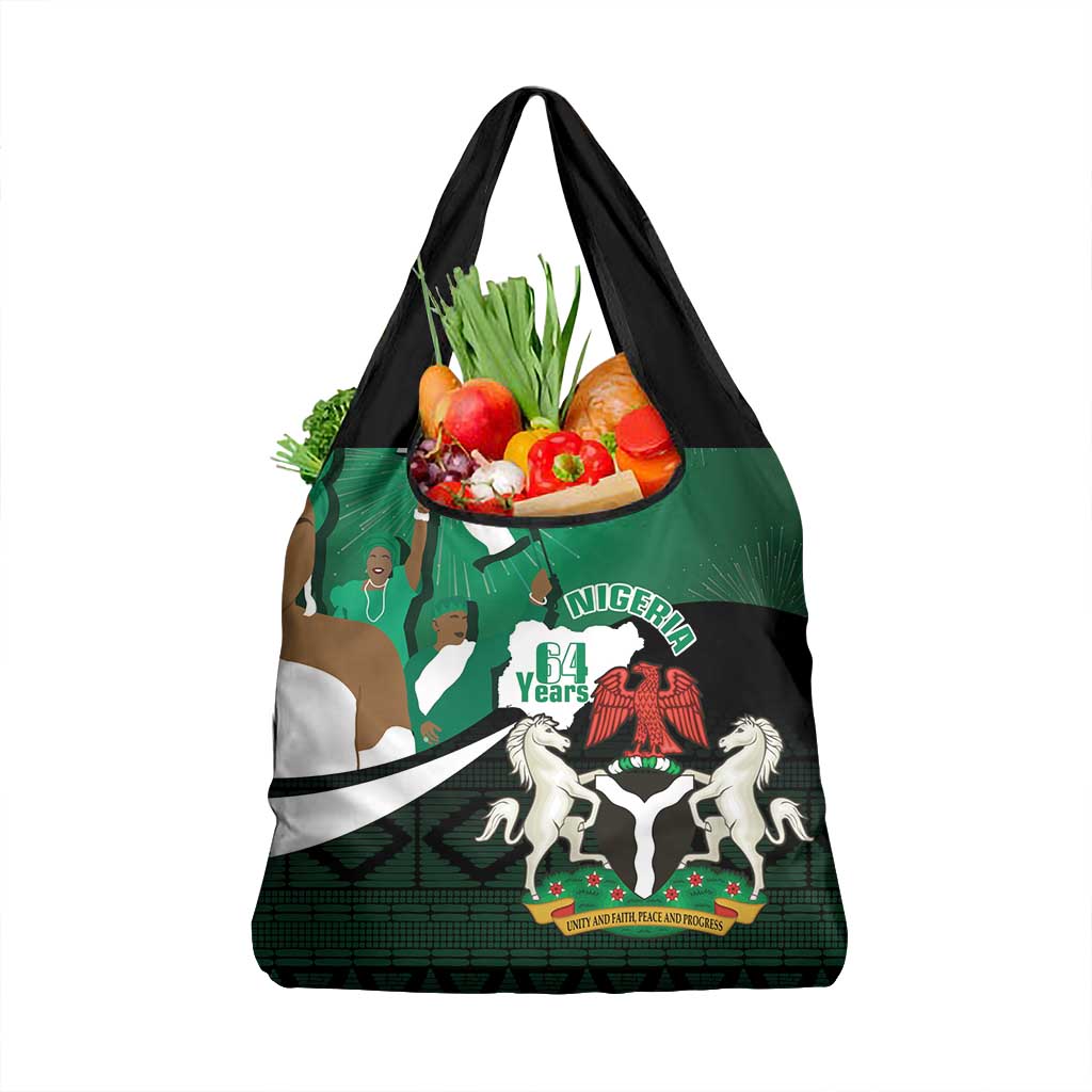 Nigeria Independence Day Grocery Bag Happy 64 Years Of Anniversary African Pattern