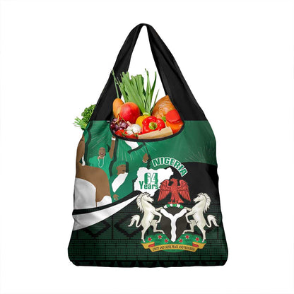 Nigeria Independence Day Grocery Bag Happy 64 Years Of Anniversary African Pattern