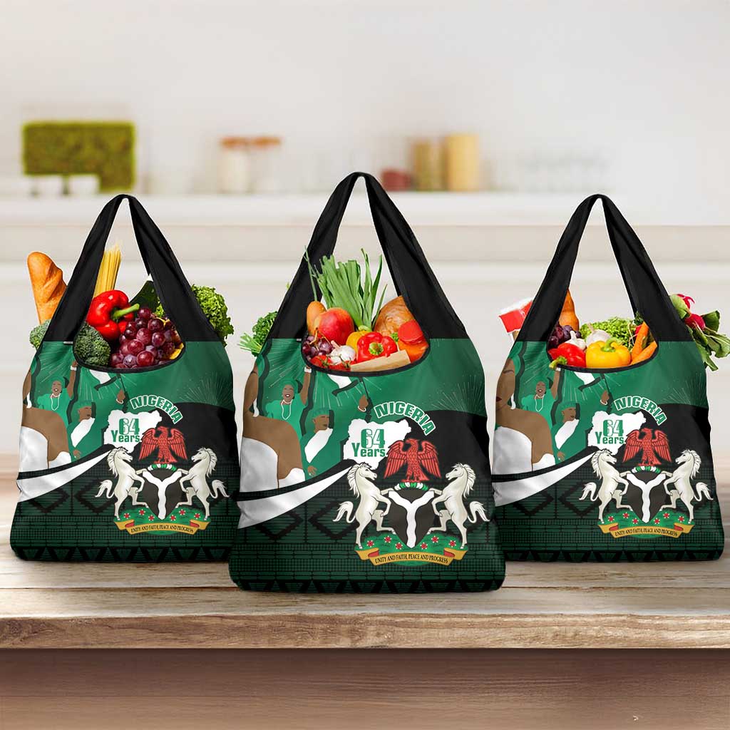 Nigeria Independence Day Grocery Bag Happy 64 Years Of Anniversary African Pattern