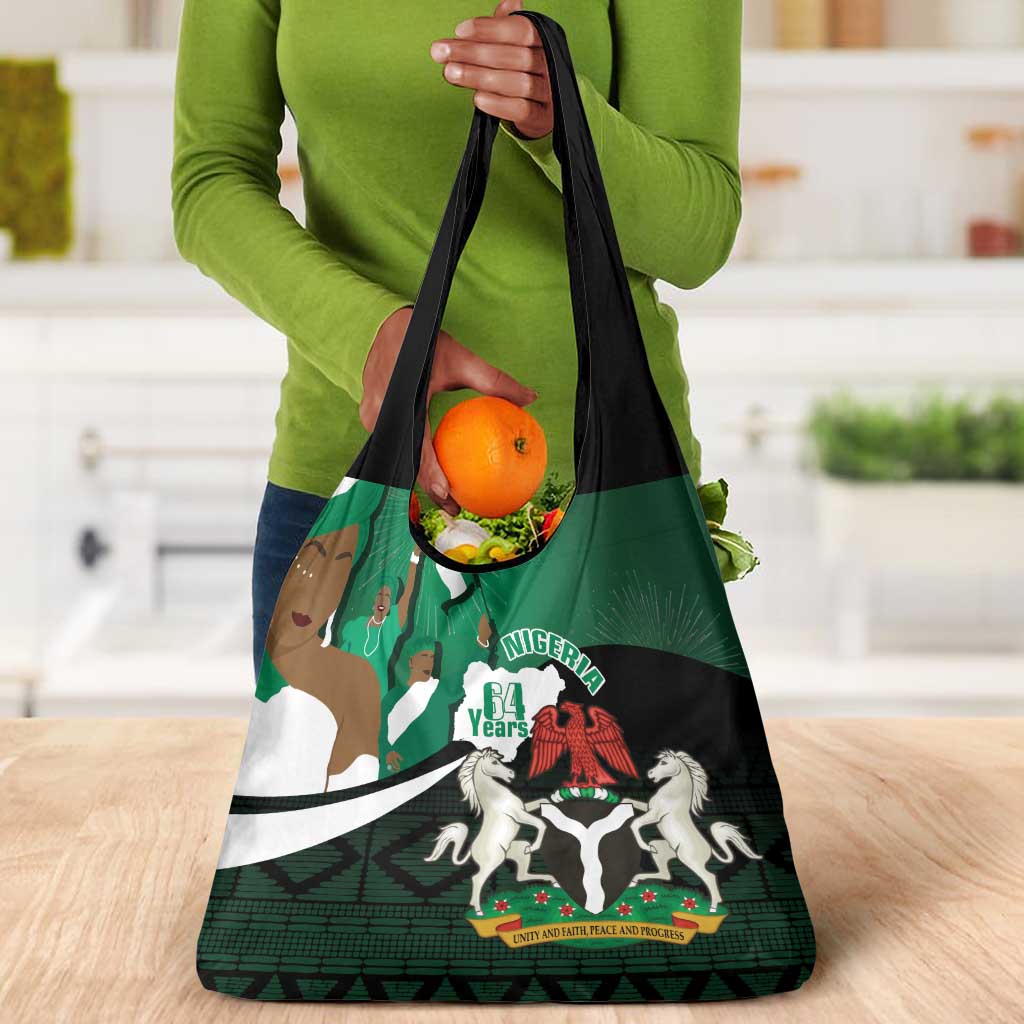 Nigeria Independence Day Grocery Bag Happy 64 Years Of Anniversary African Pattern