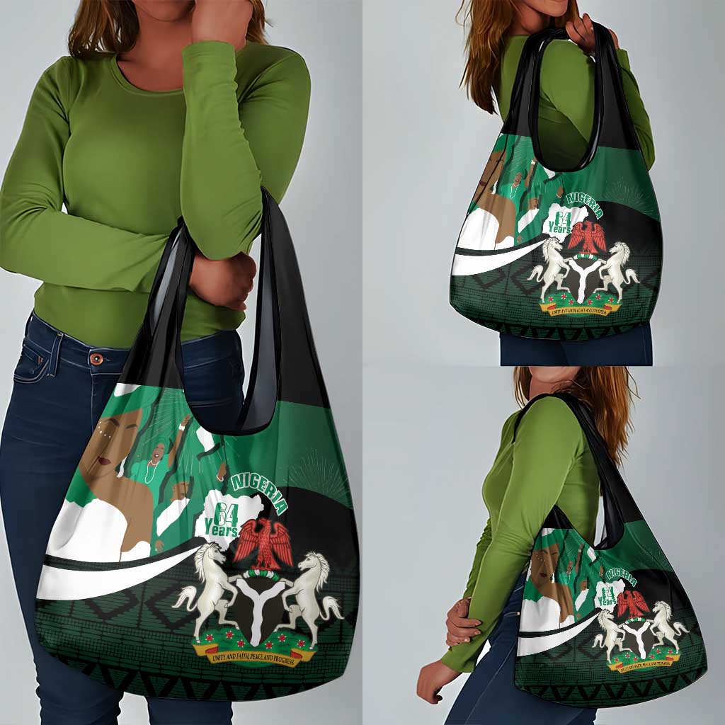 Nigeria Independence Day Grocery Bag Happy 64 Years Of Anniversary African Pattern
