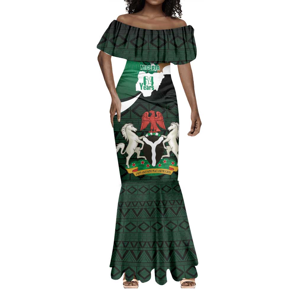 Nigeria Independence Day Mermaid Dress Happy 64 Years Of Anniversary African Pattern